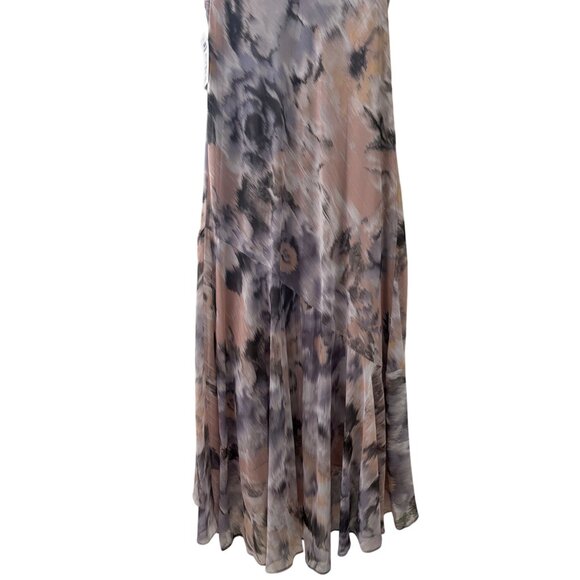 R&M Richards Sleeveless Floral Print Maxi Dress With Asymmetrical Ruffle Hem - Picture 14 of 15